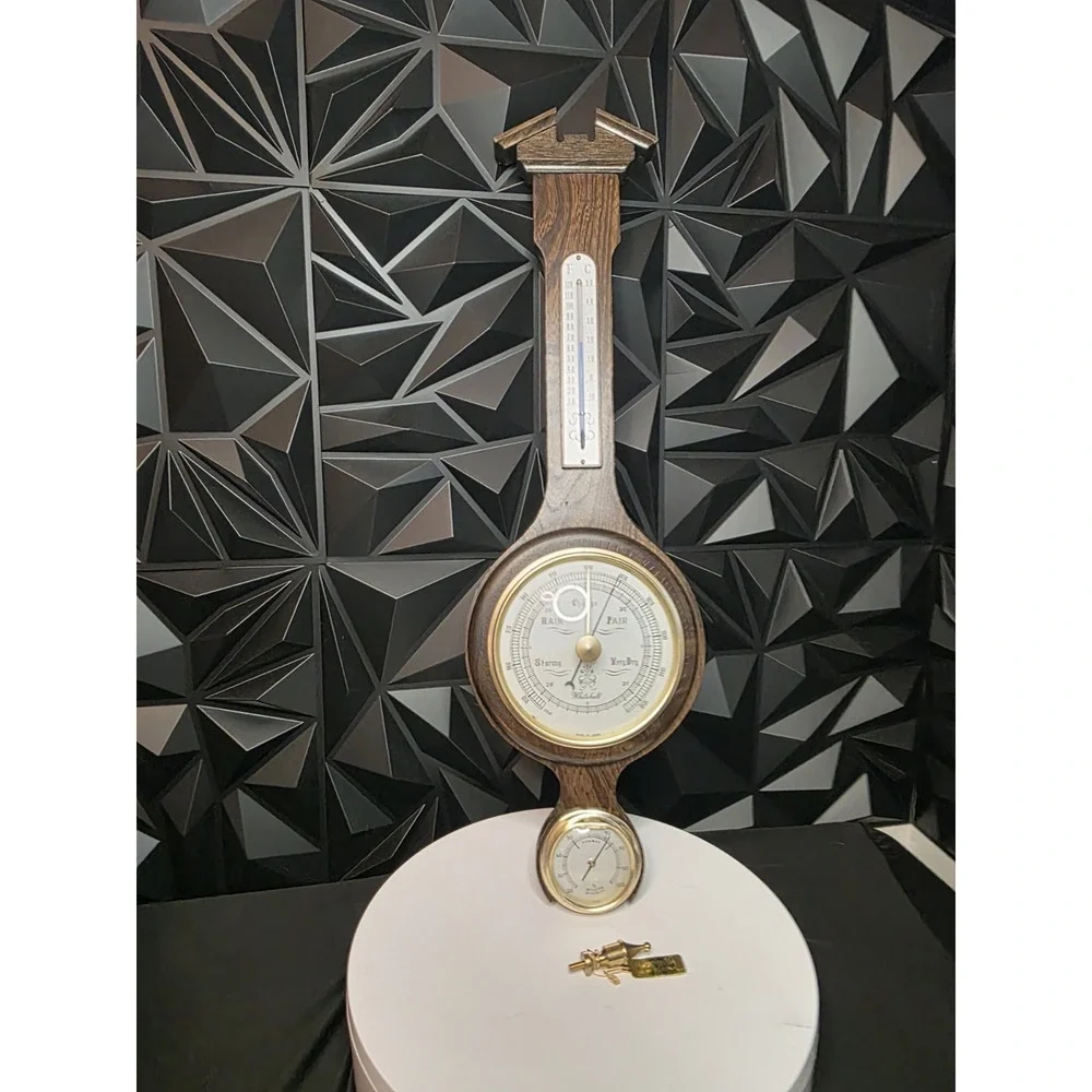 Whitehall Themometer Barometer Hygrometer Banjo Weather Station Wood Wall DAMAGE